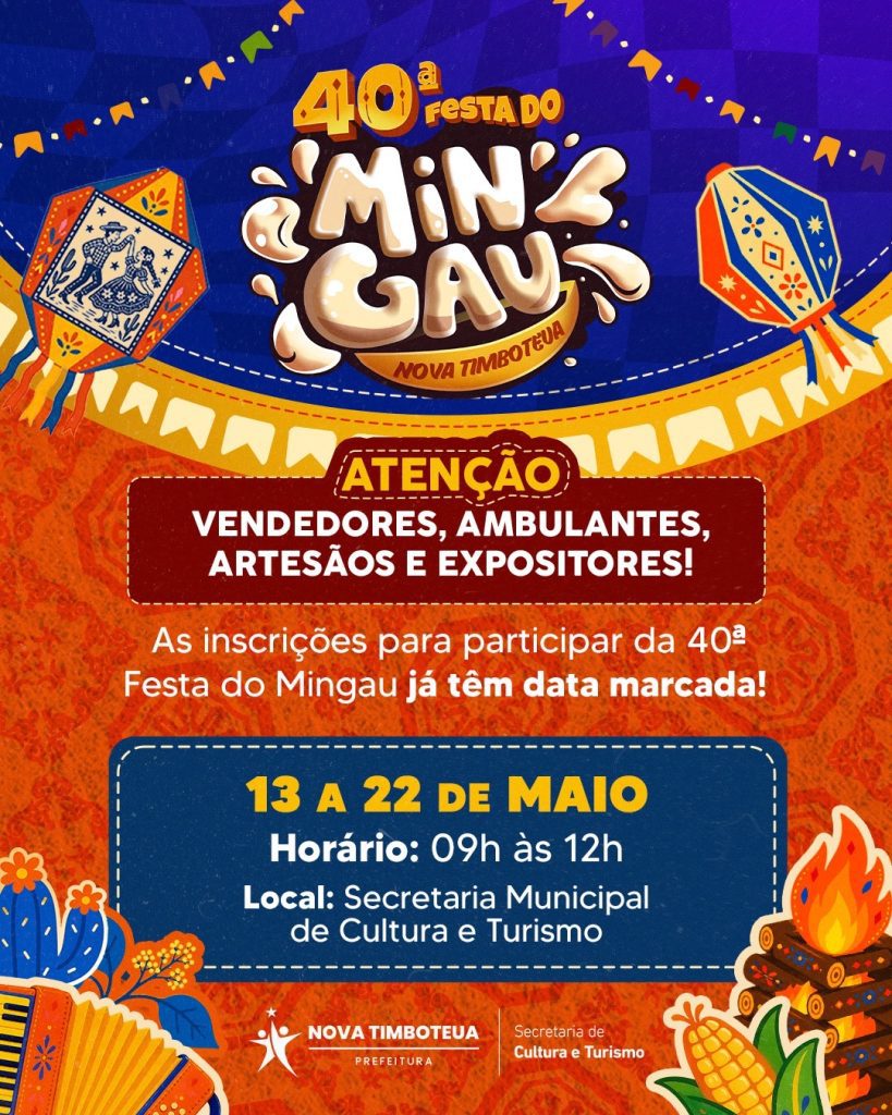 Prefeitura de Nova Timboteua abre inscrições para stands da 40ª Festa do Mingau